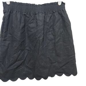 J.Crew Factory Black Linen Blend Scallop Hem Skirt Size 2